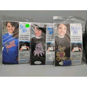 3 Sequin Art Craft Kits From Distlefink Designs - Teddy Bear Waving Flag Clown